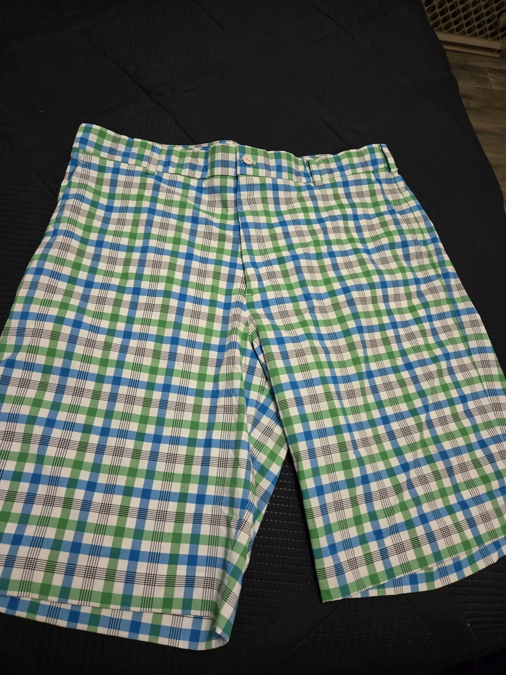 Men's Green & Blue Plaid Golf Shorts - Unbranded